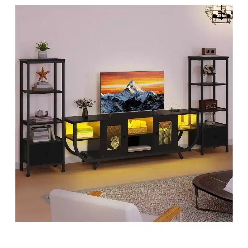 Mobile Porta TV con Libreria e Presa di Corrente, Adatto a TV fino a 65 Pollici