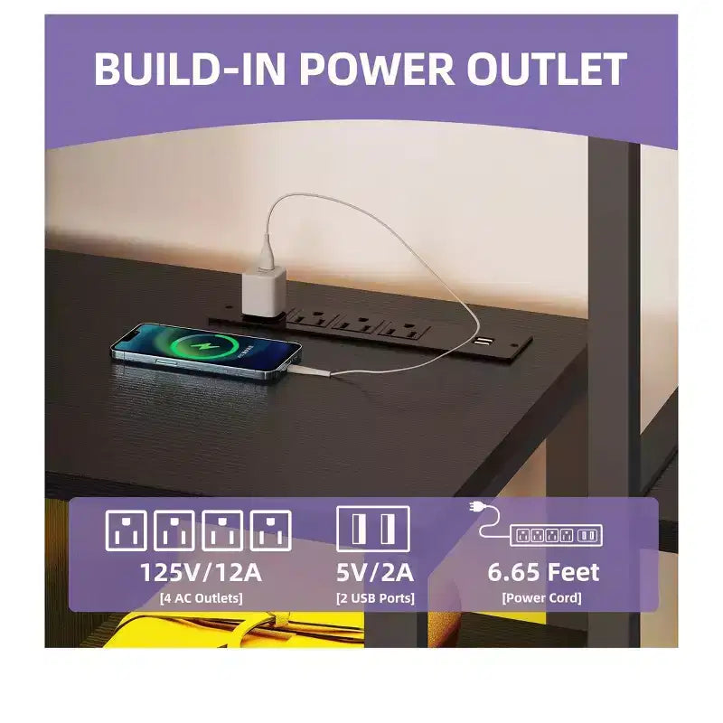 Mobile Porta TV con Libreria e Presa di Corrente, Adatto a TV fino a 65 Pollici