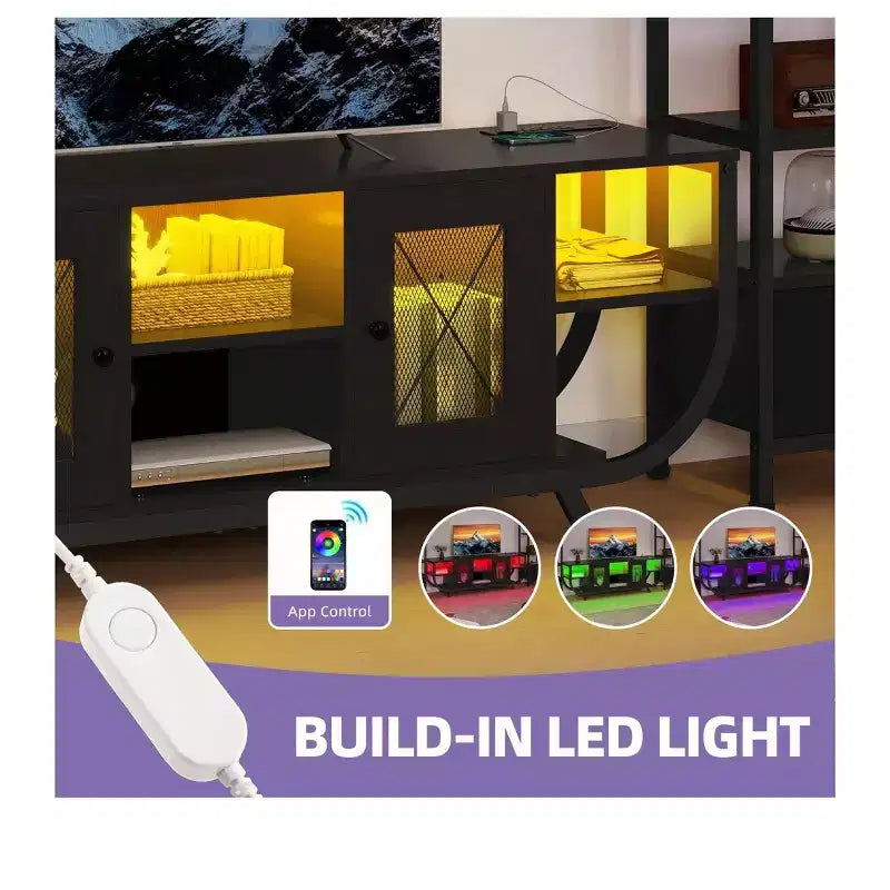 Mobile Porta TV con Libreria e Presa di Corrente, Adatto a TV fino a 65 Pollici