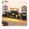 TV Stand for TVs up to 65 inch, LED Entertainment Center with 2 Bookshelf & Power Outlet,Farmhouse TV Console Cabinet with Fabric Drawer