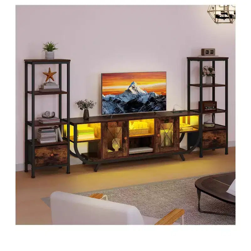 Mobile Porta TV con Libreria e Presa di Corrente, Adatto a TV fino a 65 Pollici