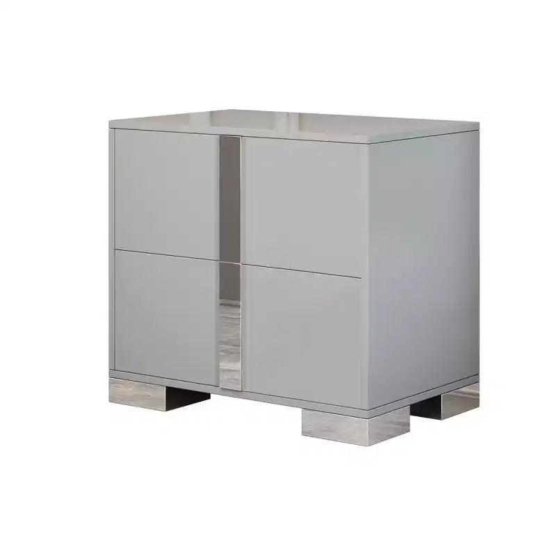 Comodino con 2 cassetti e gambe in metallo