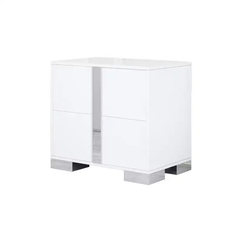 Comodino con 2 cassetti e gambe in metallo