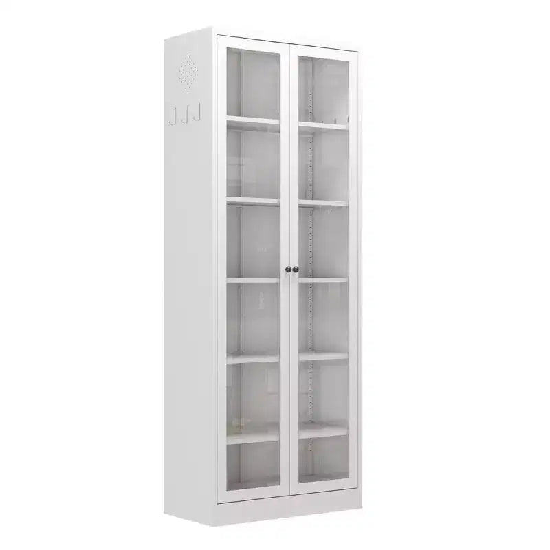 VIYET 72H Heavy-Duty Metal Kitchen Pantry Cabinet,5 Adjustable Shelves+Glass Doors,80LBS/Shelf Freestanding for Kitchen/Pantry/Bathroom(White)
