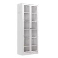 VIYET 72H Heavy-Duty Metal Kitchen Pantry Cabinet,5 Adjustable Shelves+Glass Doors,80LBS/Shelf Freestanding for Kitchen/Pantry/Bathroom(White)