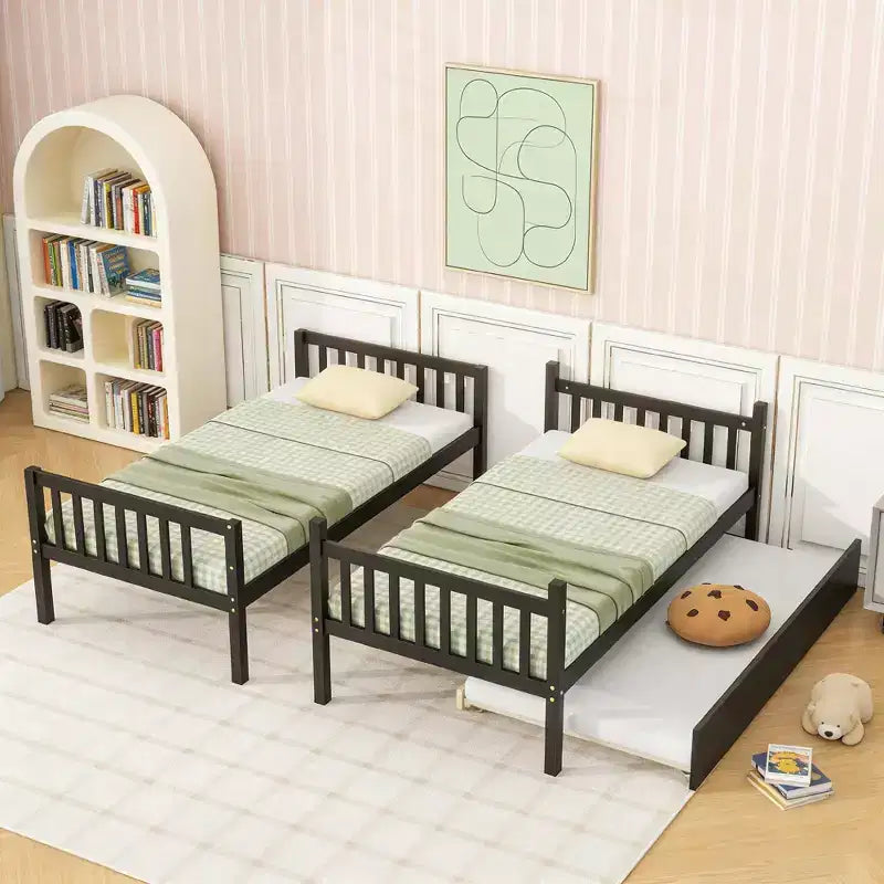 Letto a castello in legno con letto estraibile, convertibile in 2 letti singoli