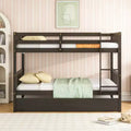 Luxystar Twin Over Twin Modern Wood Bunk Bed with Trundle, Convertible into 2 Beds