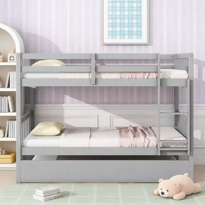 Letto a castello in legno con letto estraibile, convertibile in 2 letti singoli