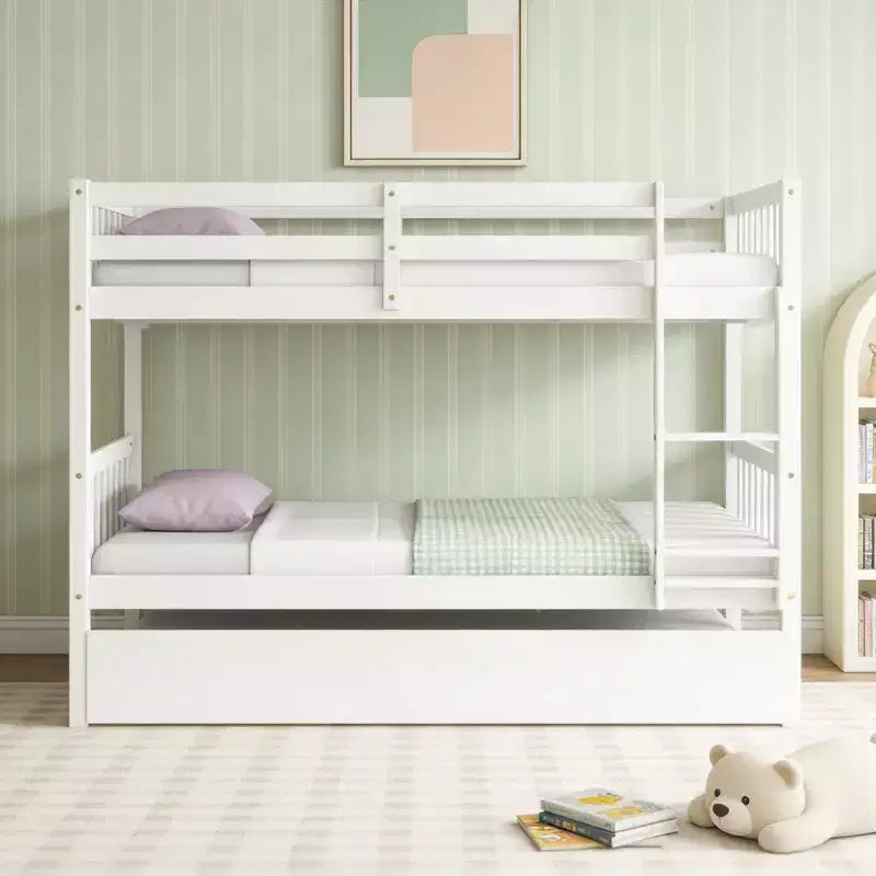Letto a castello in legno con letto estraibile, convertibile in 2 letti singoli