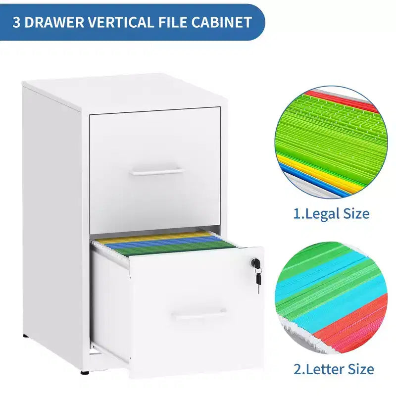 Classificatore verticale a 2 cassetti con serratura – Acciaio, Letter/Legal/A4/F4, Antiribaltamento, Nero