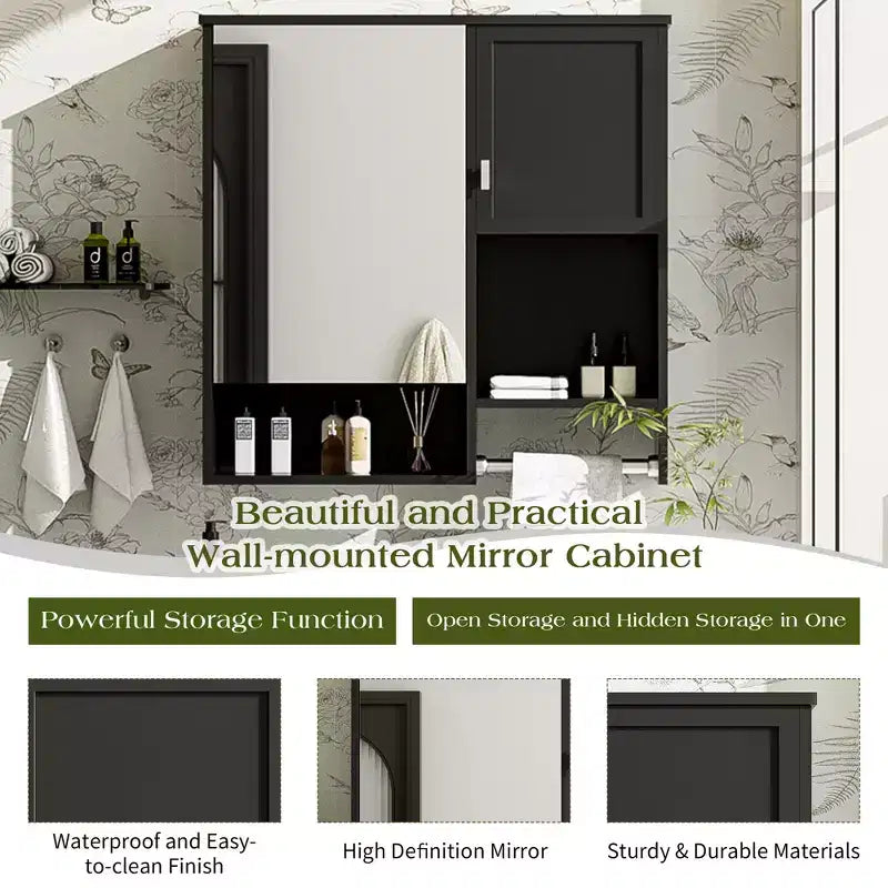 Mobiletto da bagno a muro 29'' x 28'' con specchio e portasciugamani