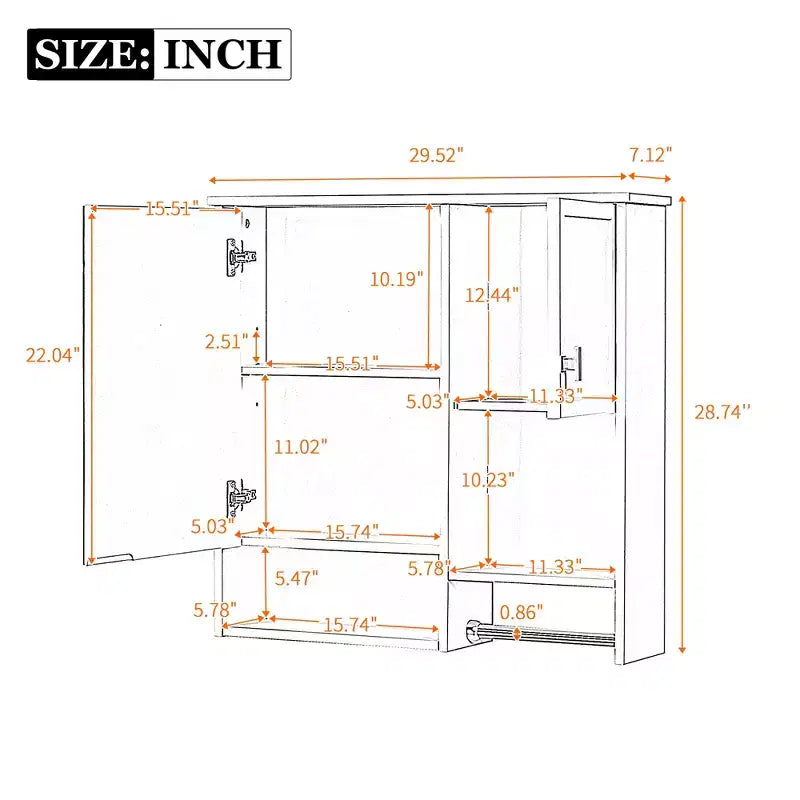 Mobiletto da bagno a muro 29'' x 28'' con specchio e portasciugamani