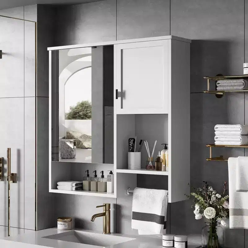 Mobiletto da bagno a muro 29'' x 28'' con specchio e portasciugamani