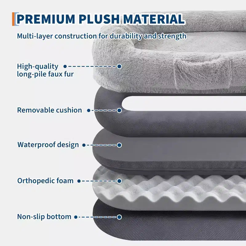 Letto da pavimento gigante con rivestimento in pelliccia sintetica – 165 x 104 x 30 cm
