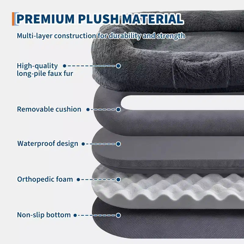Letto da pavimento gigante con rivestimento in pelliccia sintetica – 165 x 104 x 30 cm